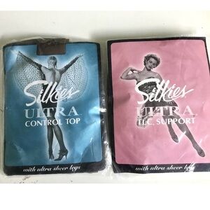 2 Silkies Ultra TLC Support Pantyhose Lot New in Package Vintage 90’s Medium